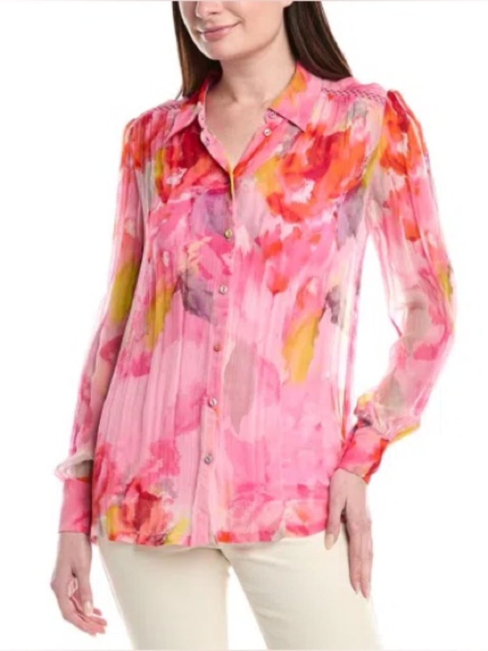 Hemant & Nandita Boho Top, Button Down Layering Pink Tank, NWT, $300MSRP